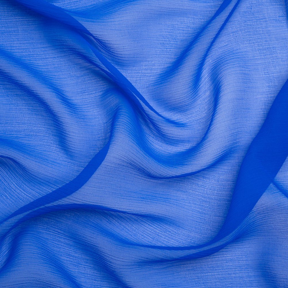 Crinkled Silk Chiffon - Princess Blue - Premium Collection Crinkled Silk Chiffon - Princess Blue - Premium Collection