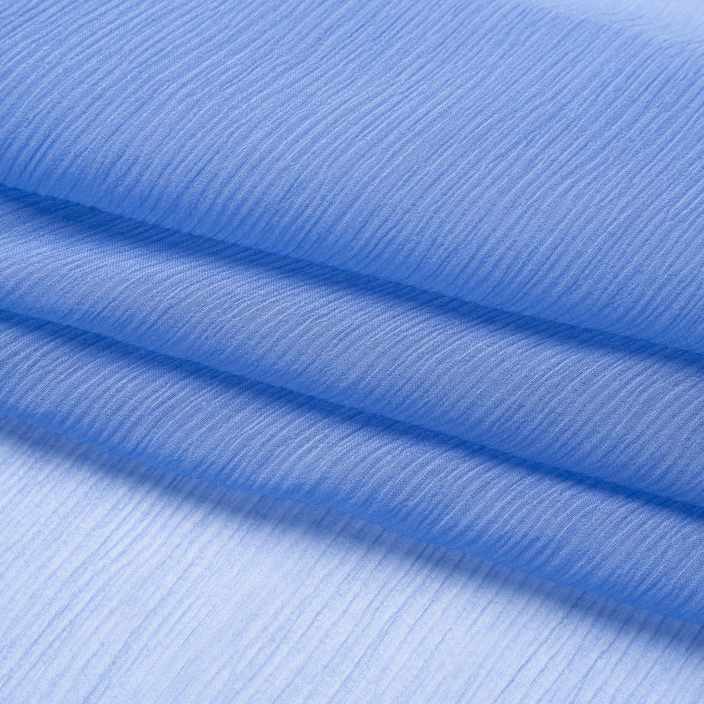 Crinkled Silk Chiffon - Regatta Blue - Premium Collection - Folded Crinkled Silk Chiffon - Regatta Blue - Premium Collection - Folded