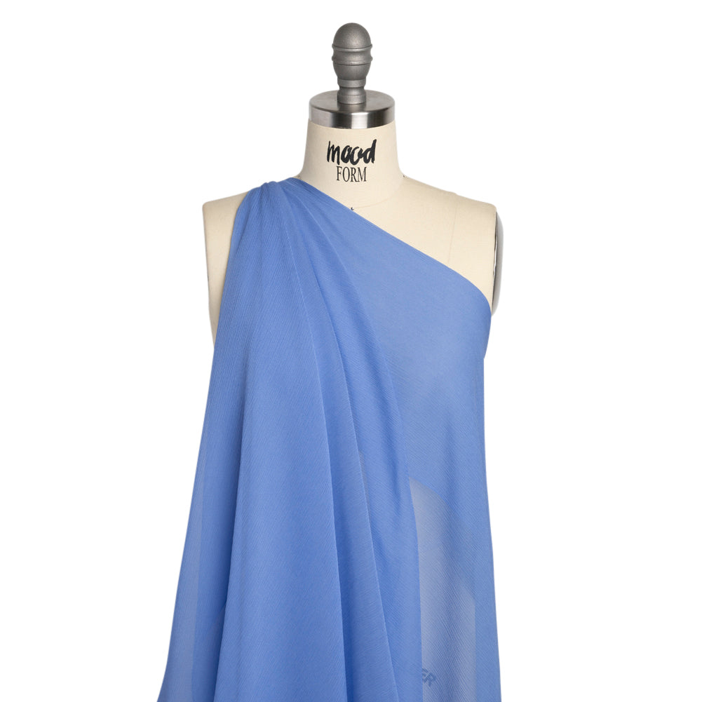 Crinkled Silk Chiffon - Regatta Blue - Premium Collection - Drape Crinkled Silk Chiffon - Regatta Blue - Premium Collection - Drape