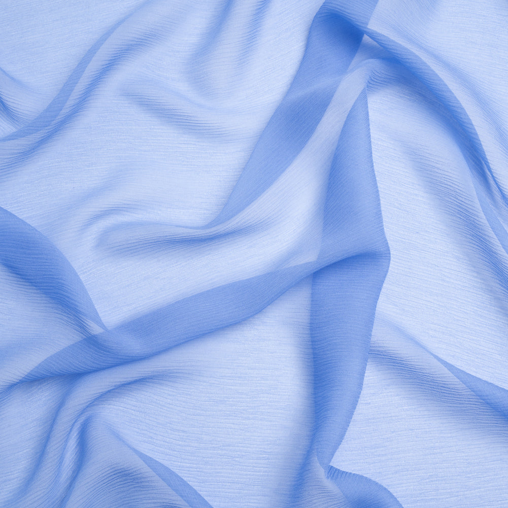 Crinkled Silk Chiffon - Regatta Blue - Premium Collection Crinkled Silk Chiffon - Regatta Blue - Premium Collection