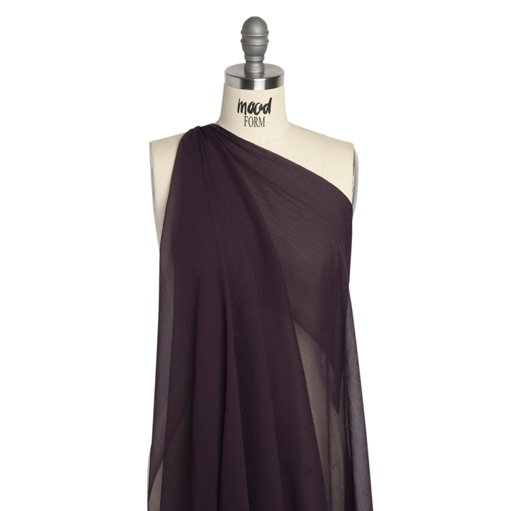 Crinkled Silk Chiffon - Eggplant - Premium Collection - Drape Crinkled Silk Chiffon - Eggplant - Premium Collection - Drape