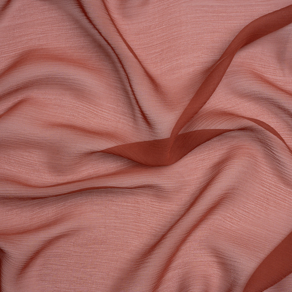 Crinkled Silk Chiffon - Mahogany - Premium Collection Crinkled Silk Chiffon - Mahogany - Premium Collection