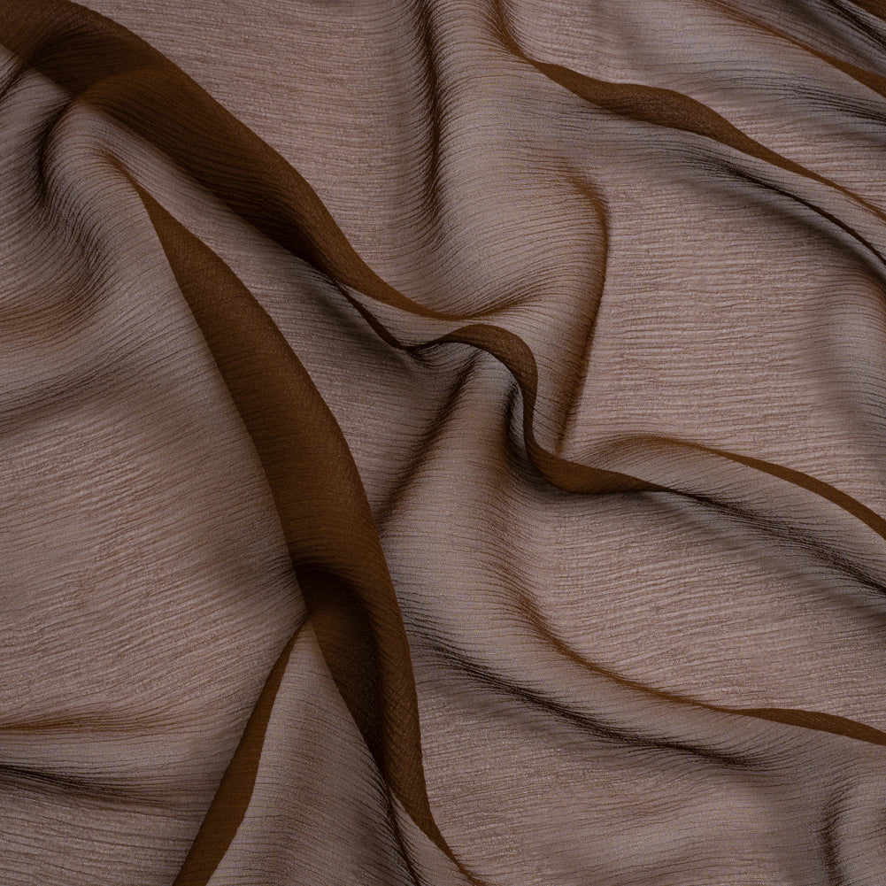 Crinkled Silk Chiffon - Chocolate - Premium Collection Crinkled Silk Chiffon - Chocolate - Premium Collection