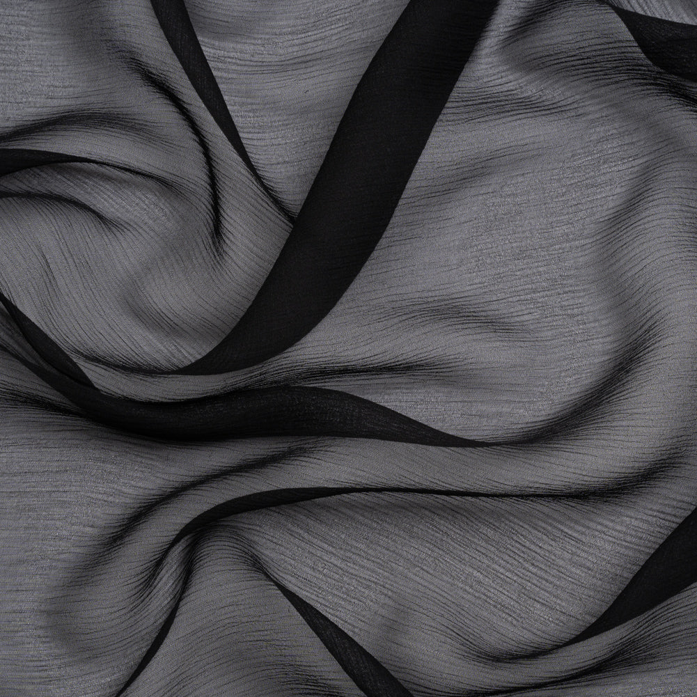 Crinkled Silk Chiffon - Black - Premium Collection Crinkled Silk Chiffon - Black - Premium Collection