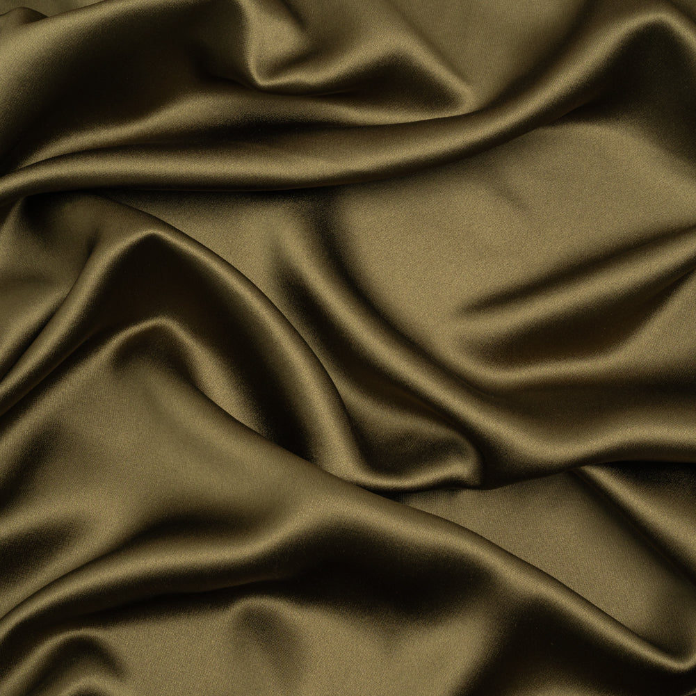 Silk Crepe Back Satin - Olive Green - Premium Collection Silk Crepe Back Satin - Olive Green - Premium Collection