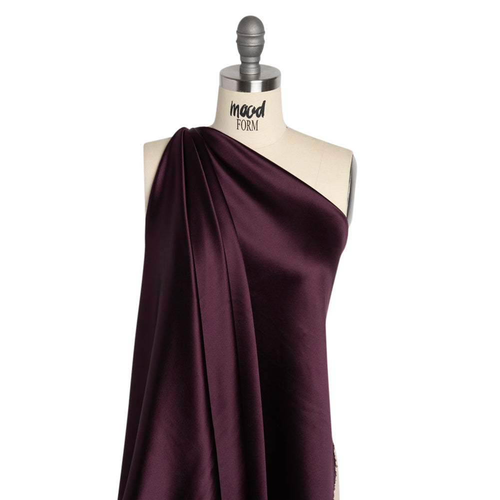 Silk Crepe Back Satin - Eggplant - Premium Collection - Drape Silk Crepe Back Satin - Eggplant - Premium Collection - Drape