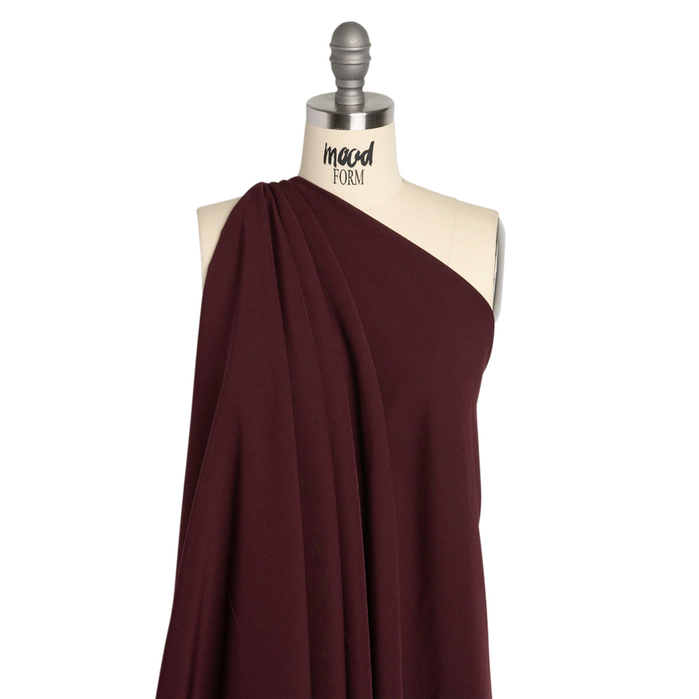 Stretch Recycled Polyester 4-Ply Crepe - Burgundy - Premium Collection - Drape Stretch Recycled Polyester 4-Ply Crepe - Burgundy - Premium Collection - Drape