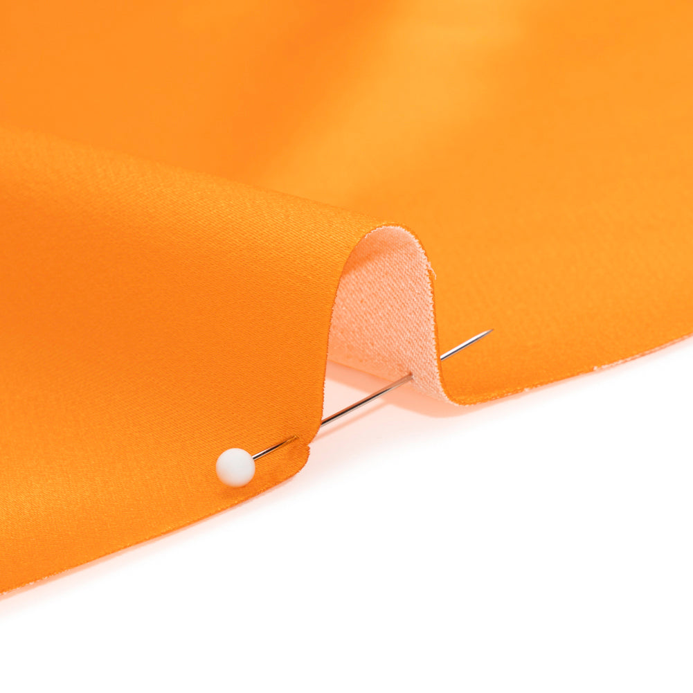 Stretch Satin Made in Italy - Orange with Peach Backing - Premium Collection - Detail Stretch Satin Made in Italy - Orange with Peach Backing - Premium Collection - Detail