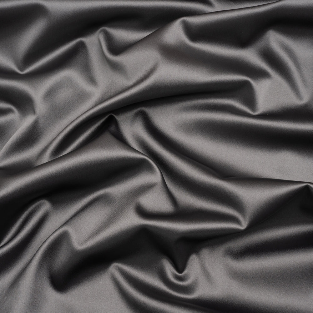 Stretch Satin Made in Italy - Gray with Black Backing - Premium Collection Stretch Satin Made in Italy - Gray with Black Backing - Premium Collection