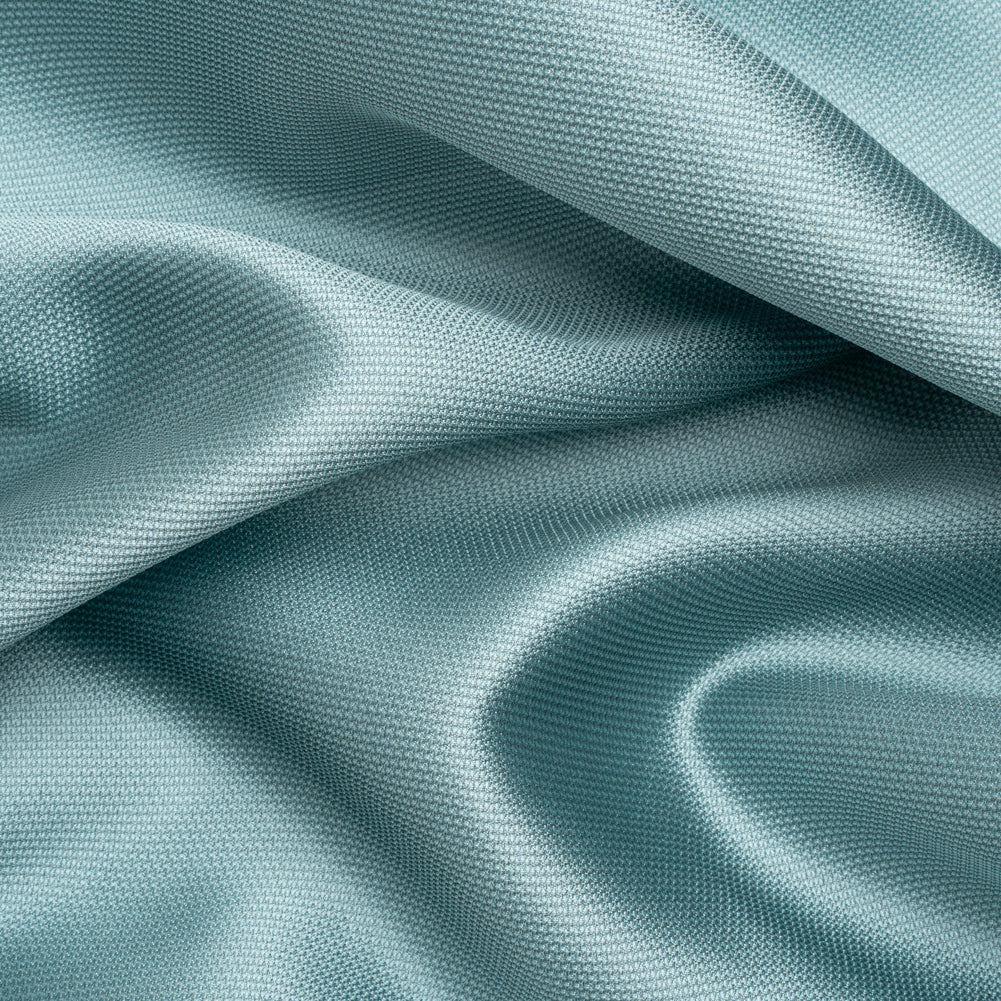 Polyester and Silk Mikado Pique Made in Italy - Cameo Blue - Premium Collection Polyester and Silk Mikado Pique Made in Italy - Cameo Blue - Premium Collection