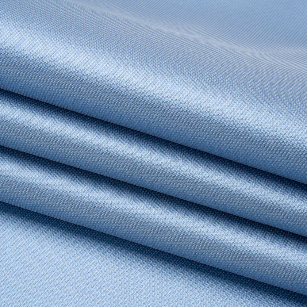 Polyester and Silk Mikado Pique Made in Italy - Placid Blue - Premium Collection - Folded Polyester and Silk Mikado Pique Made in Italy - Placid Blue - Premium Collection - Folded