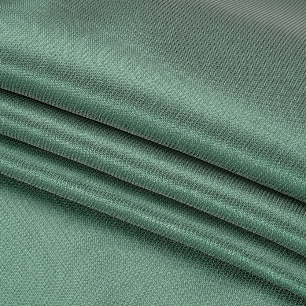 Polyester and Silk Mikado Pique Made in Italy - Beryl Green - Premium Collection - Folded Polyester and Silk Mikado Pique Made in Italy - Beryl Green - Premium Collection - Folded