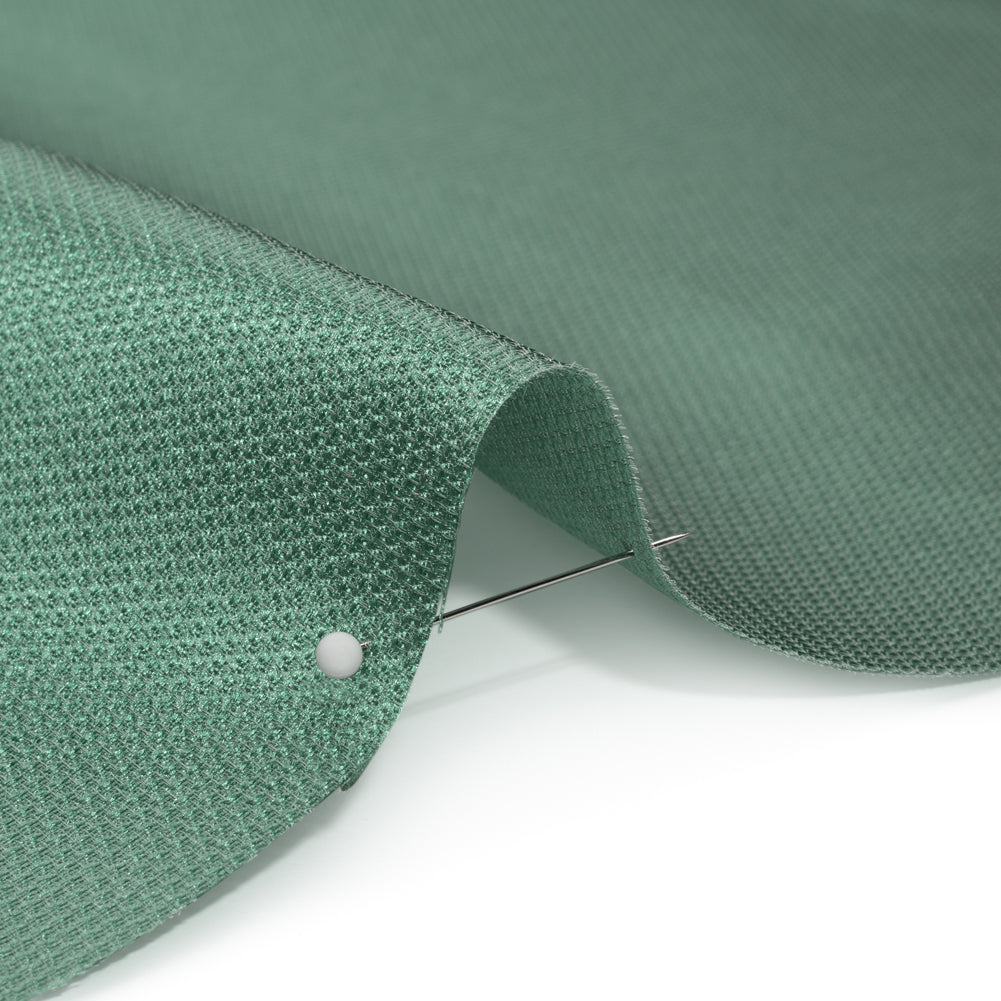Polyester and Silk Mikado Pique Made in Italy - Beryl Green - Premium Collection - Detail Polyester and Silk Mikado Pique Made in Italy - Beryl Green - Premium Collection - Detail