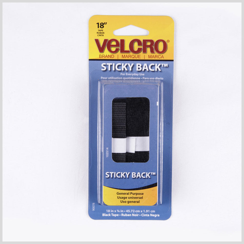 VELCRO&reg; Black Sticky Back Fastener - 18" x 3/4"