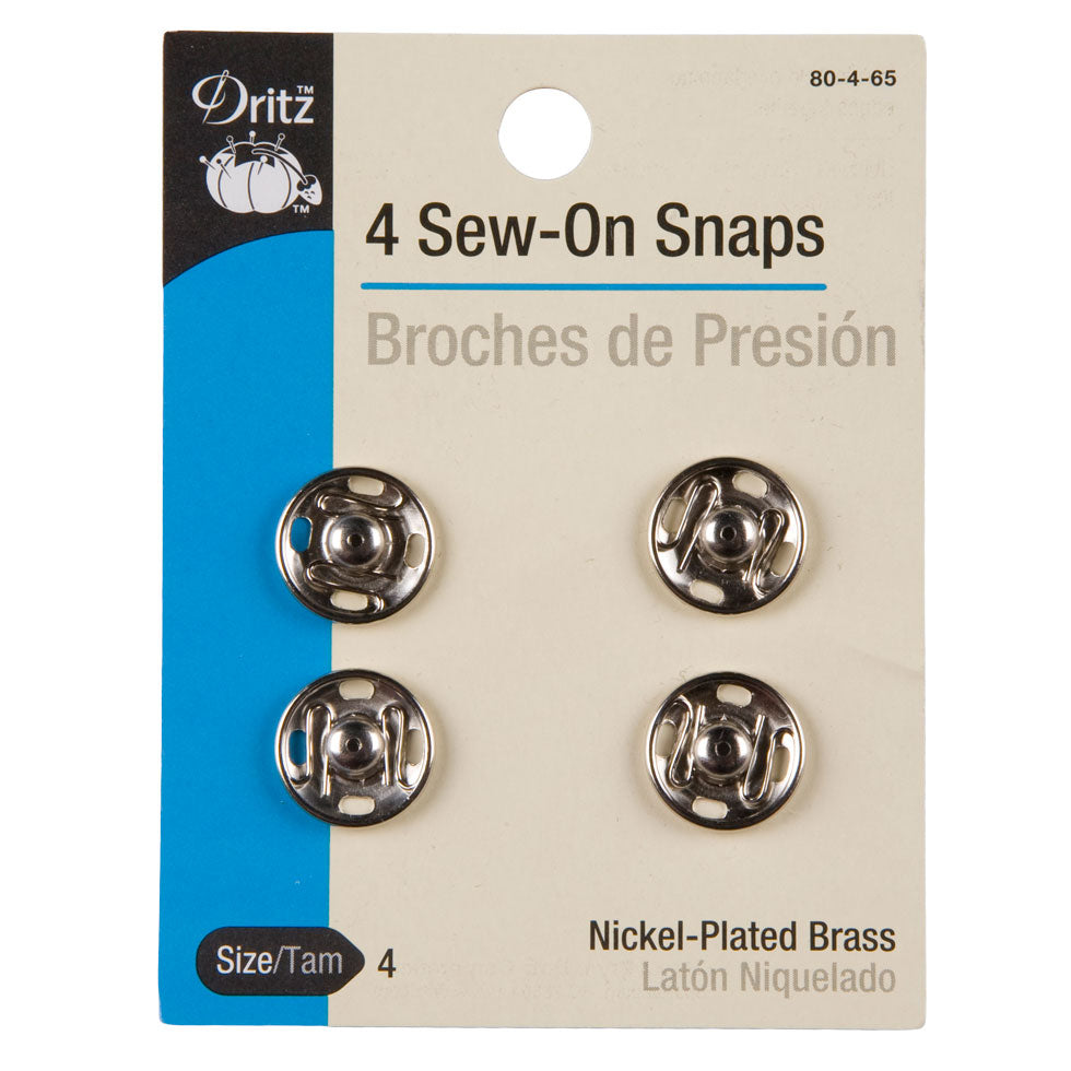 Dritz Nickel Sew On Snaps Size 4 - 4ct