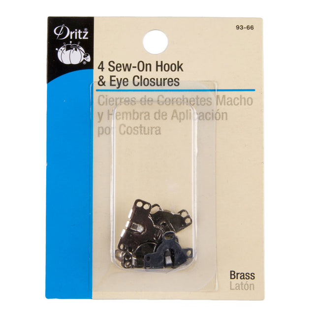 Dritz Black and Nickel Sew-On Skirt Hook & Eye Closures - 4ct