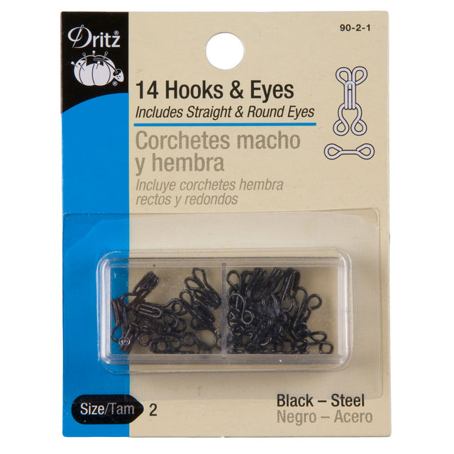 Dritz Black Hooks & Eyes Size 2 - 14ct