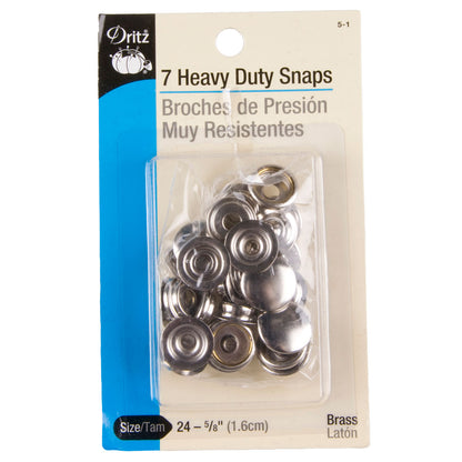 7ct Brass Heavy Duty Snaps - Size 24-5/8" - Silver Caps