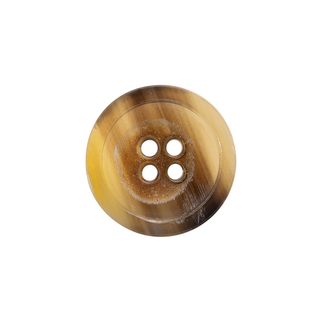 Horn 4-Hole Button - 32L/20mm - Tan and Brown Narrow Rim