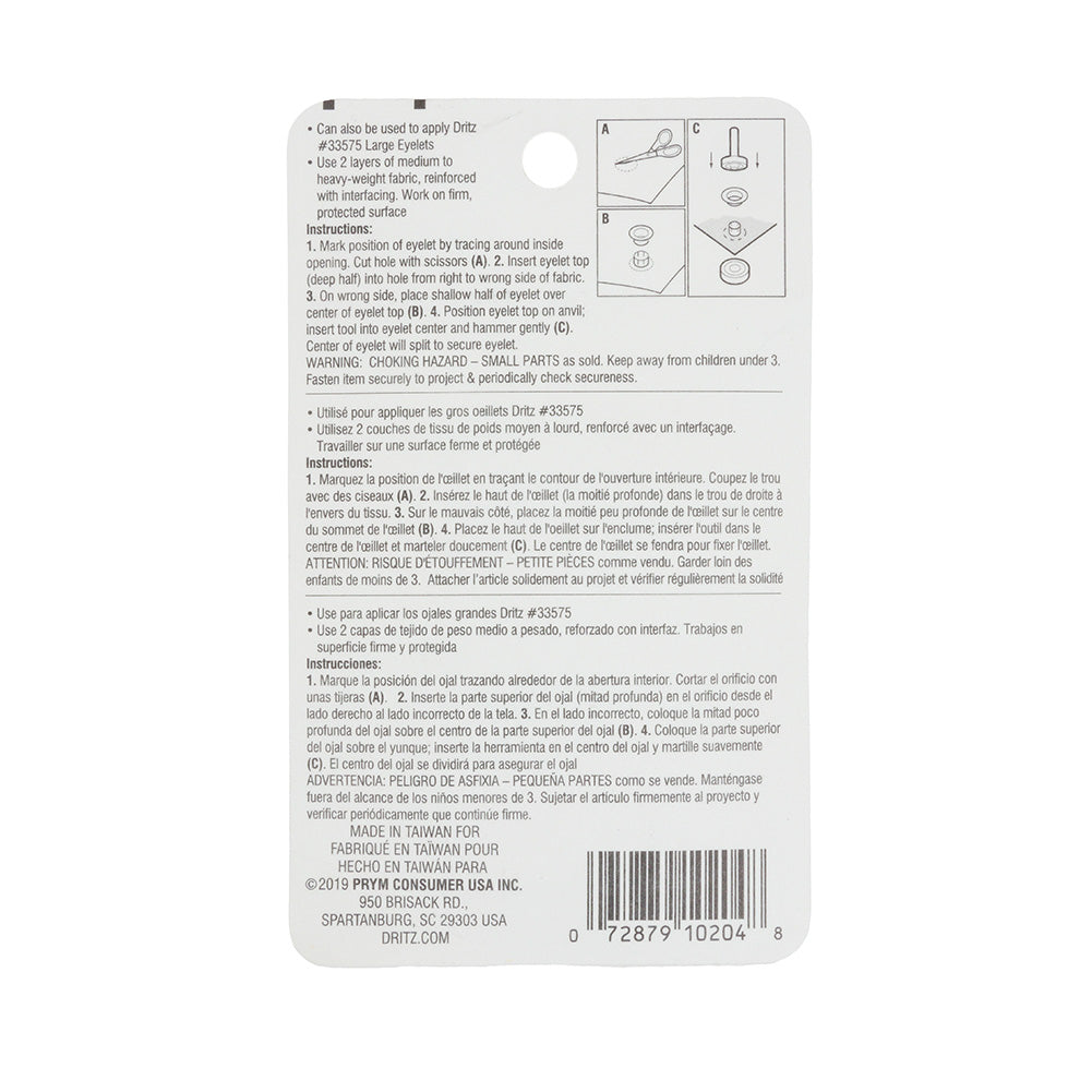 Dritz Large Nickel Eyelets Kit Size 1/4 - 12ct Detail