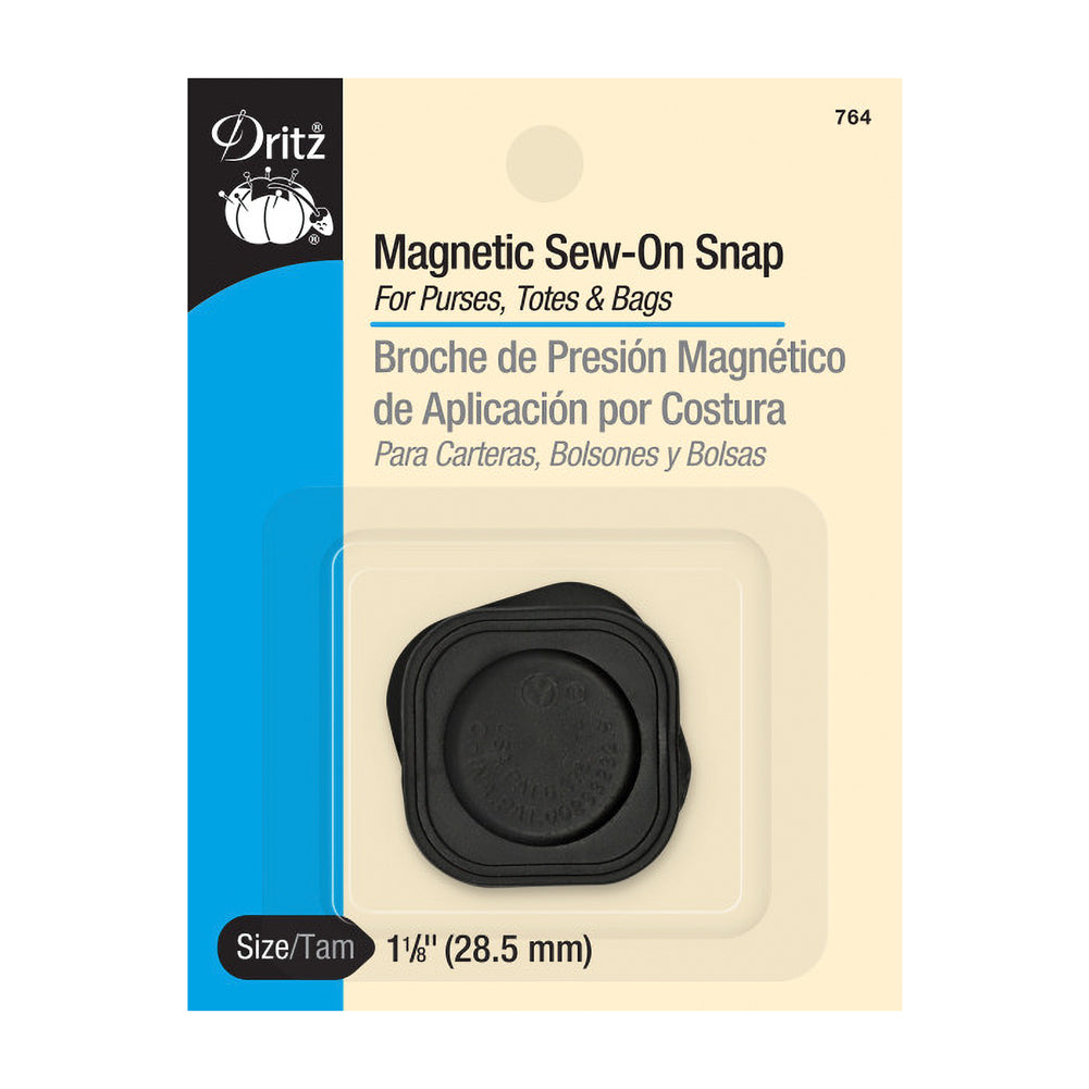 Magnetic Sew-On Snap - Black - 1.125"