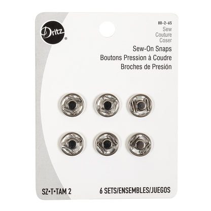 Dritz Nickel Sew On Snaps Size 2 - 6ct