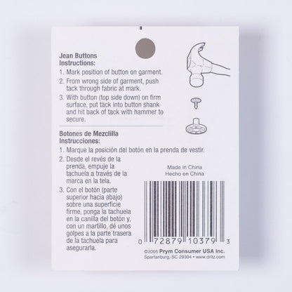 Dritz Silver Jean Buttons - 6 Ct Detail