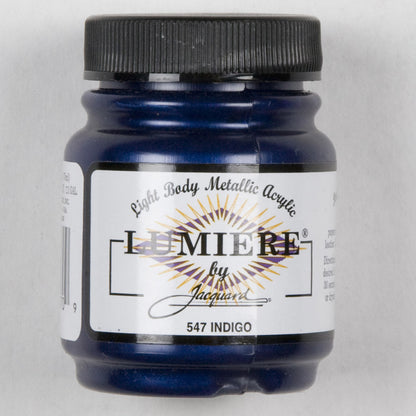 Jacquard Lumiere Textile Paint - 547 Metallic Indigo - Light Body Metallic Acrylic