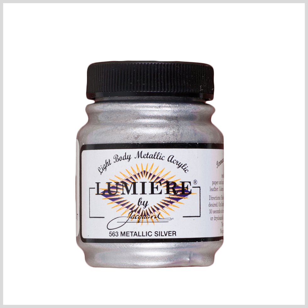 Jacquard Lumiere Textile Paint - 563 Metallic Silver - Light Body Metallic Acrylic