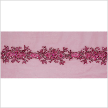 2.5" Hot Pink Fancy Beaded Rhinestone Trim