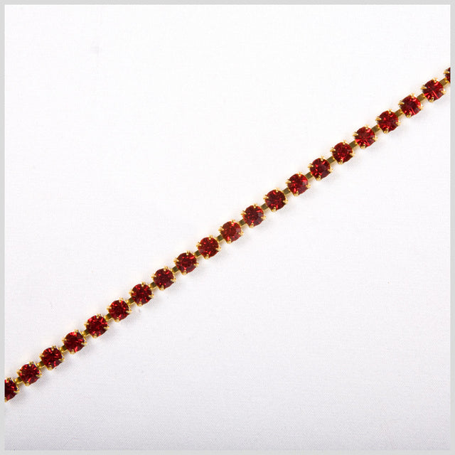 Siam/Gold Metal & Czech Rhinestone