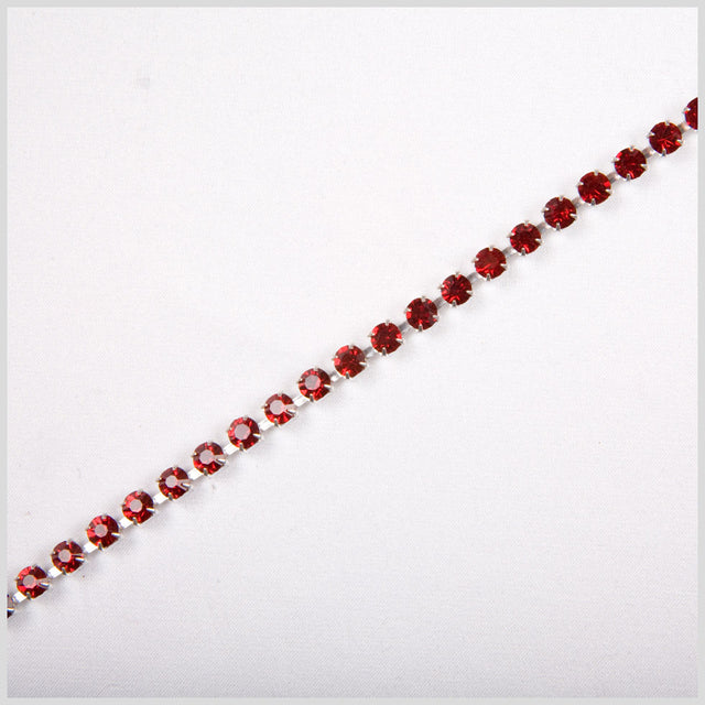 Siam/Silver Metal & Czech Rhinestone