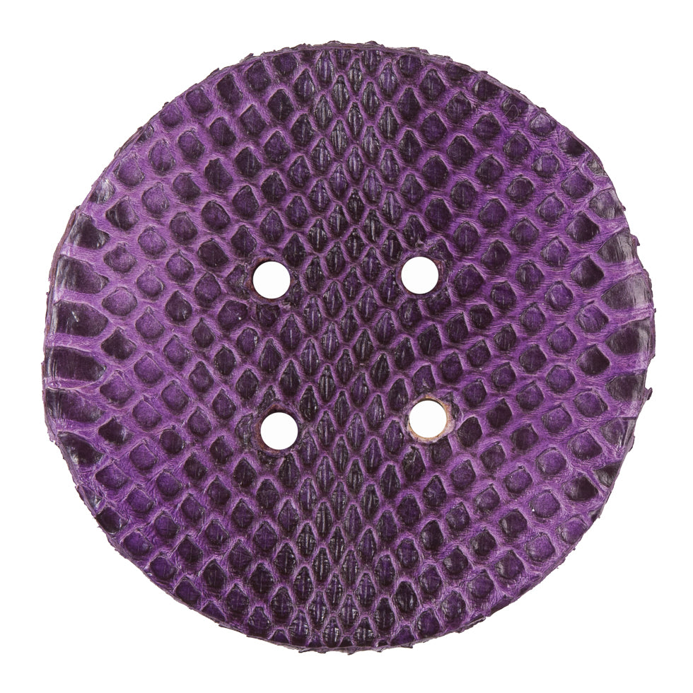 61mm Royal Lilac Snakeskin Covered Button - Detail