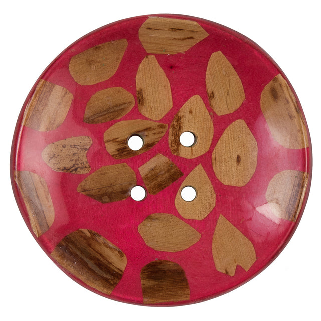 80mm Poinsettia Laminated Banana Bark Button
