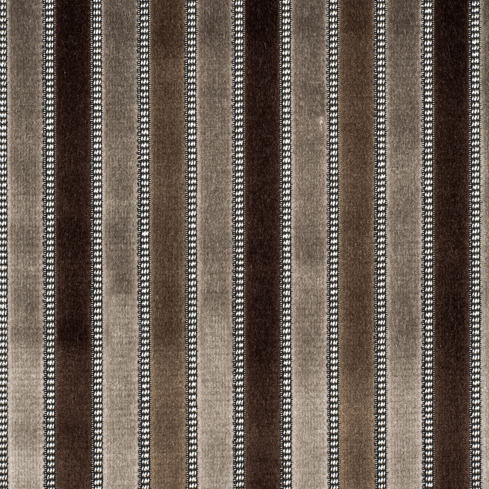 Brown Stripes Channeled Velvet