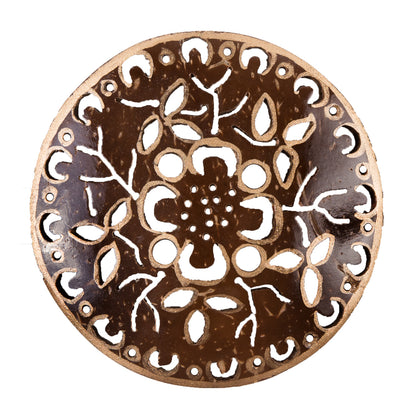 Brown/Gold Painted Coconut Button - 94L/60mm