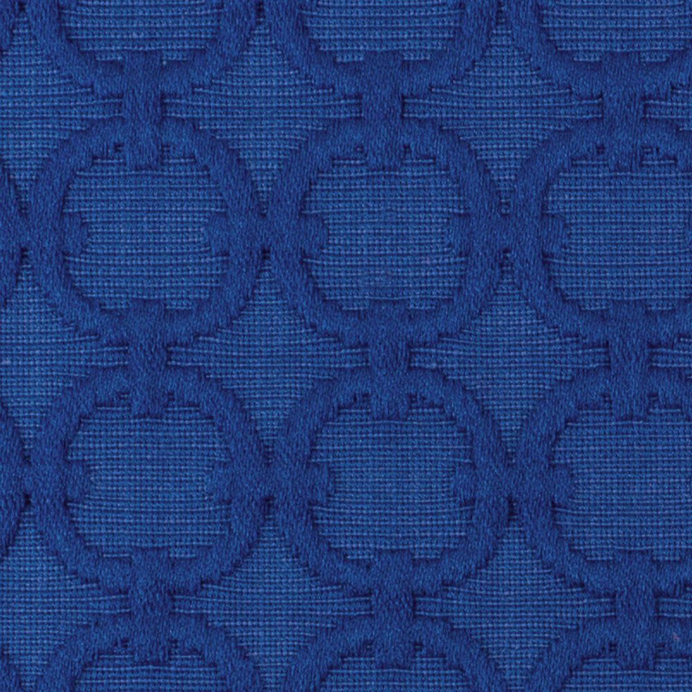 Blue Marine Geometric Embroidered Cotton-Poly Woven Detail