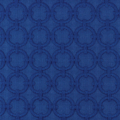 Blue Marine Geometric Embroidered Cotton-Poly Woven
