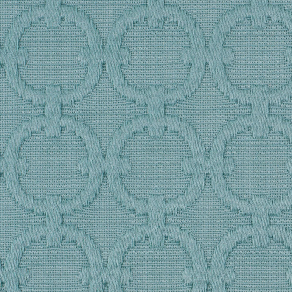 Turquoise Geometric Embroidered Cotton-Poly Woven - Detail