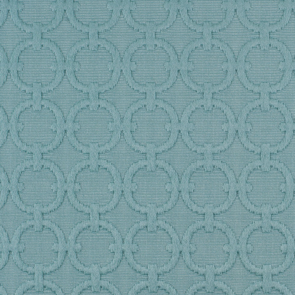 Turquoise Geometric Embroidered Cotton-Poly Woven