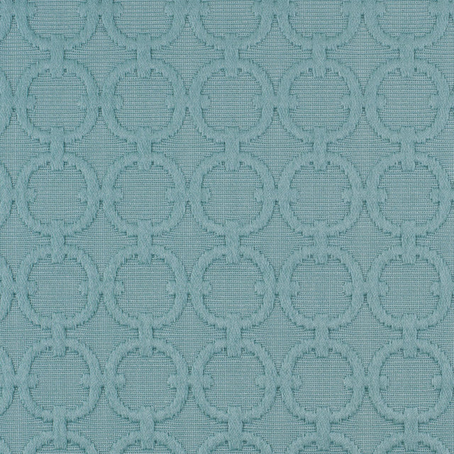 Turquoise Geometric Embroidered Cotton-Poly Woven