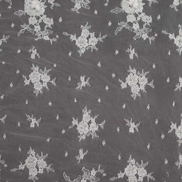 Whisper White Floral Beaded Lace