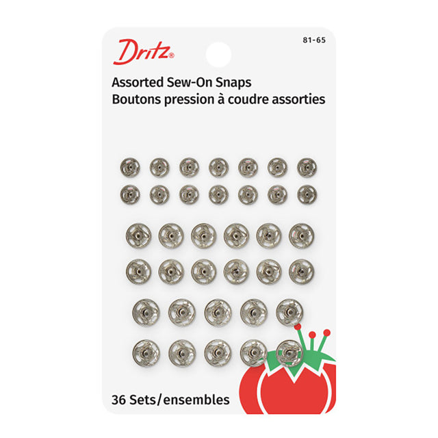 Dritz Sew-On Snaps - Nickel - Assorted Sizes, 36 Sets