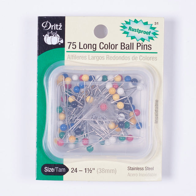 Dritz 75 Long Color Ball Pins