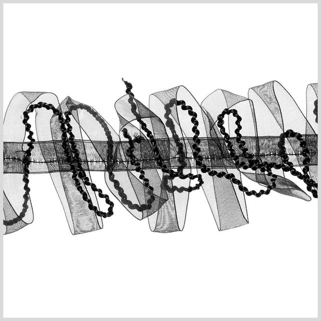 2.5 Black Sheer Braided Ribbon Trim