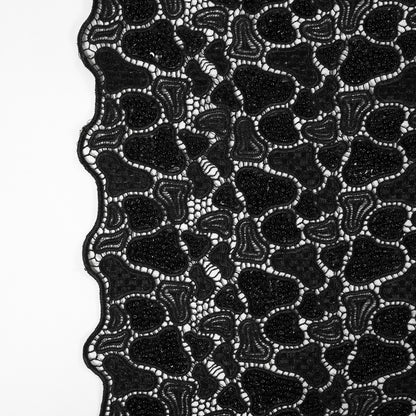 Black Fancy Beaded Guipure Lace