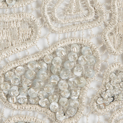Fancy Beaded Guipure Lace - Silver Detail