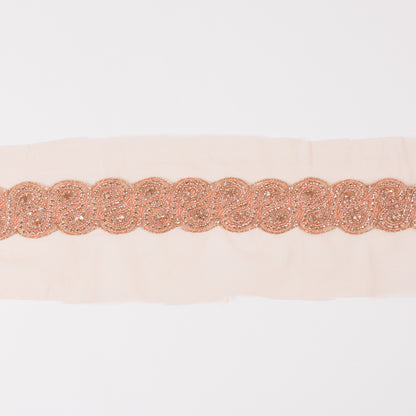 1.5 Peach Rhinestone Beaded Trim