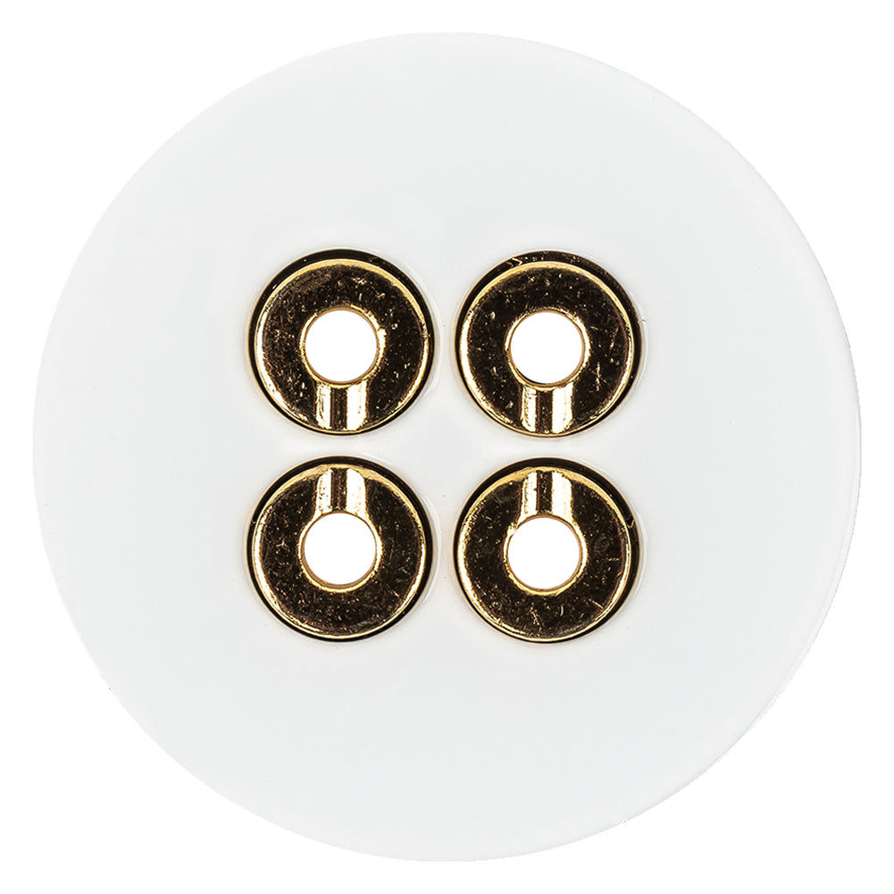 White Lacquer Gold Metal Button - 60L/38mm