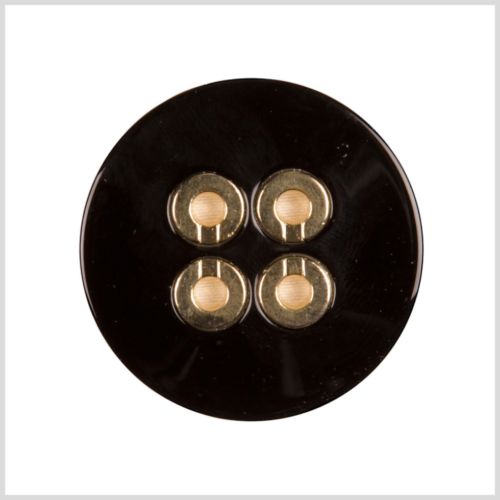 Black Lacquer Gold Metal Button - 28L/18mm